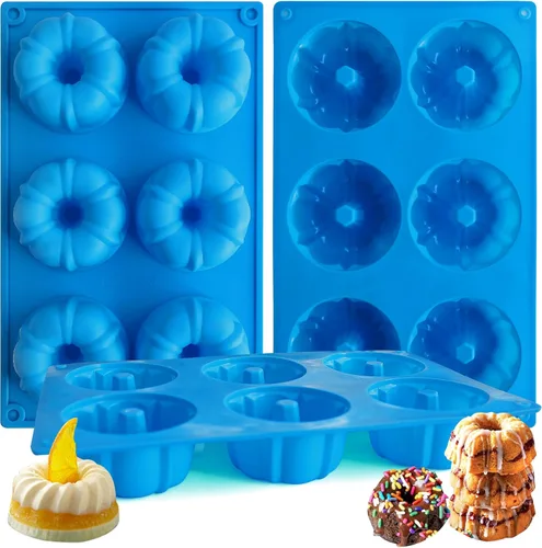 Miniatura 11 de Sidosir Mini molde de tubo acanalado para pasteles, 6 cavidades Heritage, molde de silicona para pasteles familiares, moldes antiadherentes de Tubo