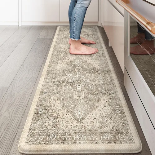 Miniatura 61 de KIMODE Alfombra de Cocina Antifatiga 2 Piezas, Alfombras de Cocina Antideslizantes e Impermeables, Alfombra de Cocina de Estilo Rústico en Gris