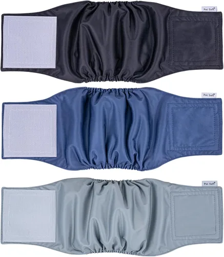 Miniatura 10 de Pet Soft Bandas para el vientre para perros – 3 paquetes de pañales reutilizables para perros machos, envolturas de pañales para perros machos