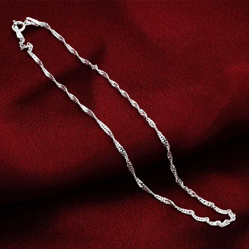 Miniatura 4 de Cadena de pie Singapur de plata esterlina de 0.059 pulgadas con cierre de anillo de resorte, tobilleras para mujer