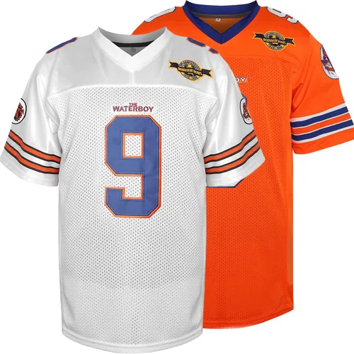 Camiseta de fútbol The Waterboy #9 Bobby Boucher Adam Sandler 50 aniversario de la película Mud Dogs Bourbon Bowl