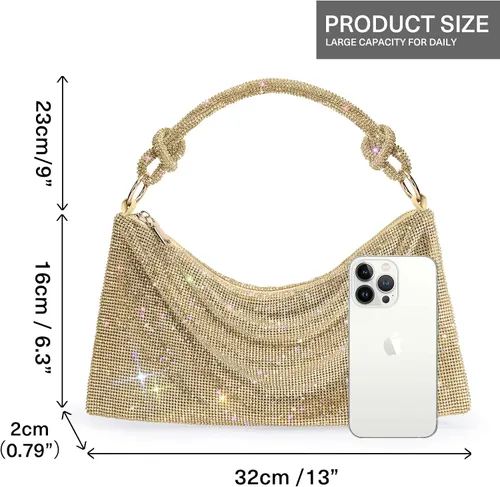 Miniatura 2 de WLLWOO WLLWOO Bolsos de mano con diamantes de imitación para mujer, bolsos de noche elegantes, bolsos cruzados brillantes para fiesta, club, boda