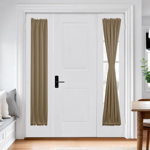 Miniatura 44 de Cortina térmica para puerta con bolsillo para barra, opacas, tratamiento de ventanas con ojales y ojales Deconovo 1 panel