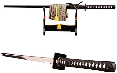 Espada ninja japonesa de espiga completa lista para batalla 1095 de acero de alto carbono, hoja muy afilada