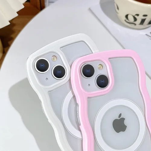 Miniatura 4 de Yeddabox Magsafe - Funda compatible con iPhone 13, diseño de ondas, lindo marco de colores de caramelo con ondas de agua, a prueba de golpes