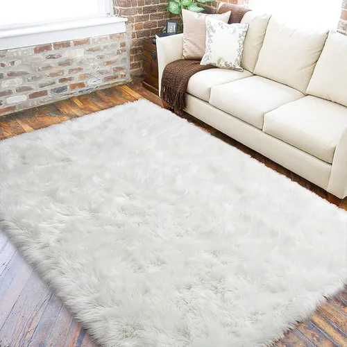 Miniatura 15 de LOCHAS Alfombra mullida ultrasuave, alfombra de pelo sintético de oveja, para el dormitorio, para colocar junto a la cama, para la sala