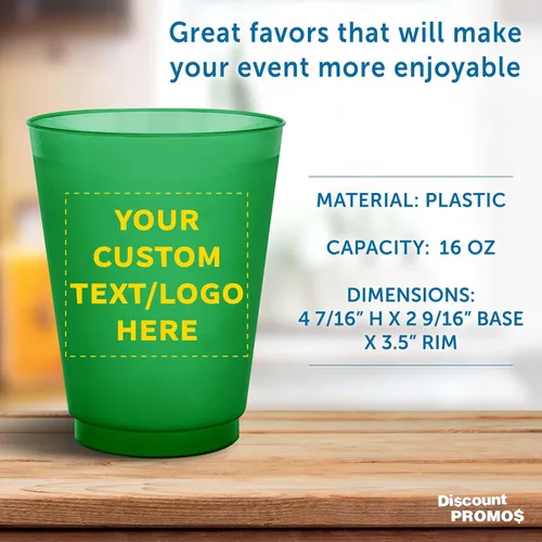 Miniatura 4 de Vasos de plástico esmerilado personalizados para estadios, paquete de 100, texto promocional, logotipo, 16 onzas, vasos de fiesta reutilizables