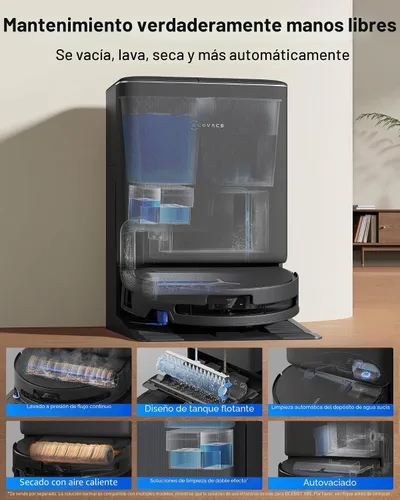 Miniatura 6 de ECOVACS DEEBOT X9S PRO Omni Robot Aspirador y trapeador, succión de 30,000 Pa, mopa de rodillo OZMO autolimpiante instantánea, limpieza TruEdge