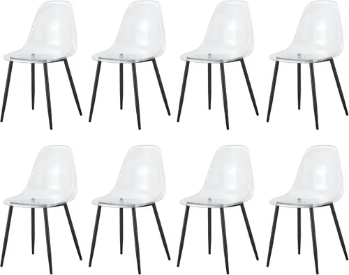 Miniatura 13 de RGZ Juego de 4 sillas de comedor, sillas de acrílico con asiento transparente en forma de cuchara, sillas de comedor transparentes con patas