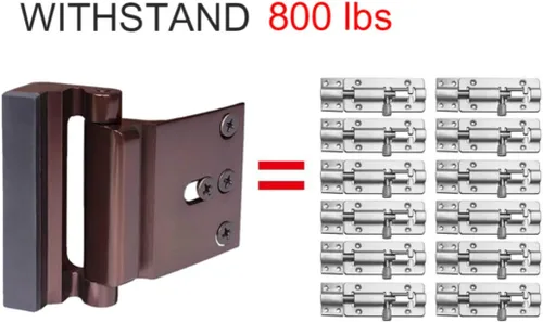 Miniatura 3 de Paquete de 2 cerraduras de refuerzo de puerta con 8 tornillos, cerradura de puerta de seguridad para el hogar para niños pequeños, cerradura
