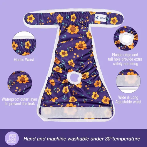 Miniatura 7 de Pet Soft Pañales lavables para mujer (paquete de 3) – Pañales para perros femeninos, cómodos pañales reutilizables para perritos en período de calor