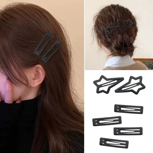 Miniatura 7 de 15 pinzas de metal para el cabello para mujer, pinzas antideslizantes para el cabello color caramelo de estrella para mujeres y niñas (negro)