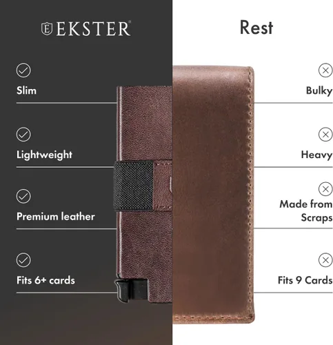 Miniatura 3 de Ekster Senate - Cartera de cuero para tarjetas - Bloqueo RFID - Acceso rápido a la tarjeta, Marrón clásico, Cartera delgada
