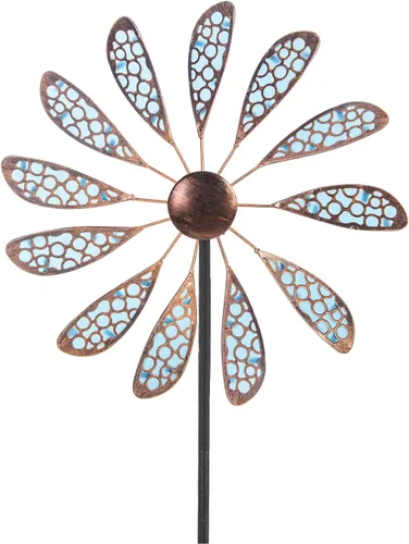 Miniatura 12 de DREAMYSOUL Molinetes de metal para jardín, 9.6 pulgadas de diámetro x 40 pulgadas de alto, molinetes de viento cinéticos para exteriores