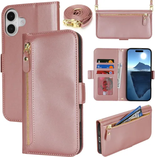 Miniatura 68 de Lipvina Funda tipo cartera para iPhone 12 Pro Max / 13 Pro Max para mujeres, bolsillo con cremallera, funda de teléfono de cuero PU con soporte