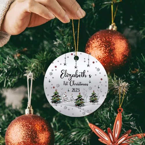 Miniatura 2 de Adorno impreso de la primera Navidad del bebé 2025, adorno de árbol de Navidad para bebé, adorno personalizado de primera Navidad para el nuevo