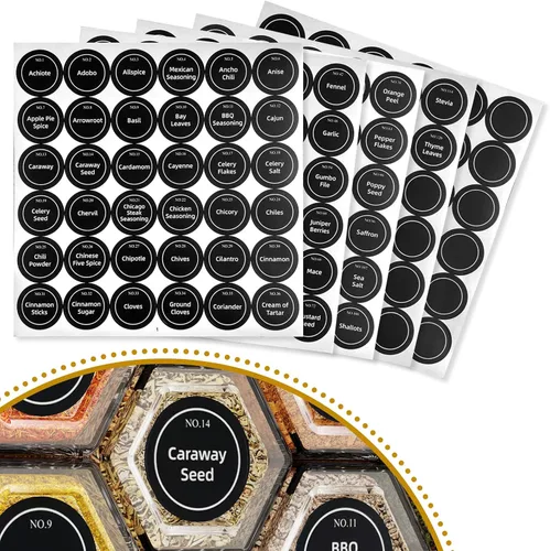 Miniatura 4 de Juego de 12 latas magnéticas de vidrio para especias Vetacsion con 180 etiquetas adhesivas para condimentos