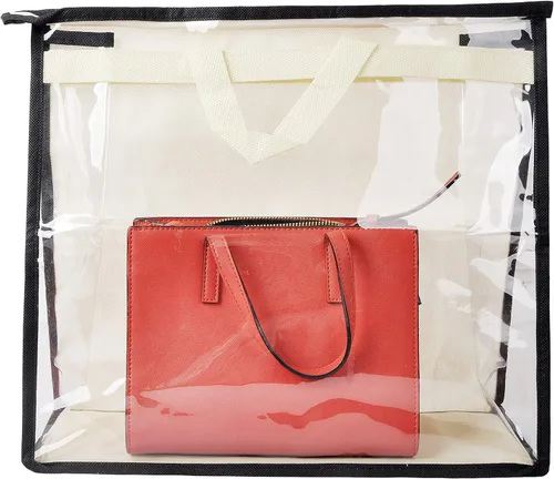 Miniatura 2 de Vercord Bolso de PVC transparente sin polvo, a prueba de humedad, organizador de bolsa de almacenamiento con asa y cremallera, ahorra espacio