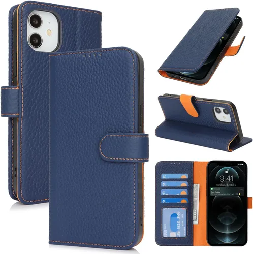 Miniatura 109 de Zouzt Funda para iPhone 11 de 6.1 pulgadas de piel auténtica con 4 ranuras para tarjetas, tarjetero con bloqueo RFID, tapa magnética, función atril