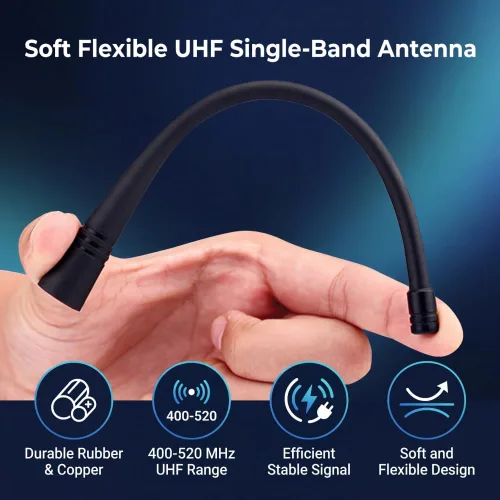 Miniatura 2 de ASHATA Antena de goma suave UHF masculina de SMA para 2 vías Radio Walkie Talkie frecuencia 400-520MHz, sola banda con información estable