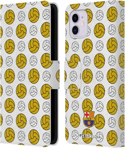 Head Case Designs Funda de piel con licencia oficial del FC Barcelona Ball Pattern Campions compatible con Apple iPhone 11