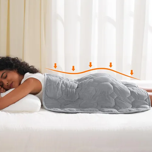 Miniatura 15 de Kivik Manta con peso para viajes, 5 libras, manta de regazo con peso de 29 x 33 pulgadas, cobertura de cuerpo completo y ligera, almohadilla de Gris