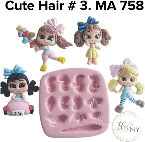 Miniatura 2 de Lindo pelo #3 molde de silicona MA 758