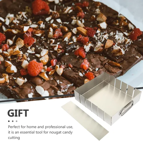 Miniatura 6 de Luxshiny Molde para hacer dulces de turrón: sartén rectangular antiadherente de acero inoxidable para turrones, brownie y dulces, 7.87 x 7.08 x 1.96