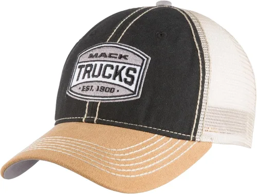 Miniatura 3 de Mack Trucks Est. 1900 Gorra de malla de camionero Snapback de dos tonos negro y caqui, NegroCaqui