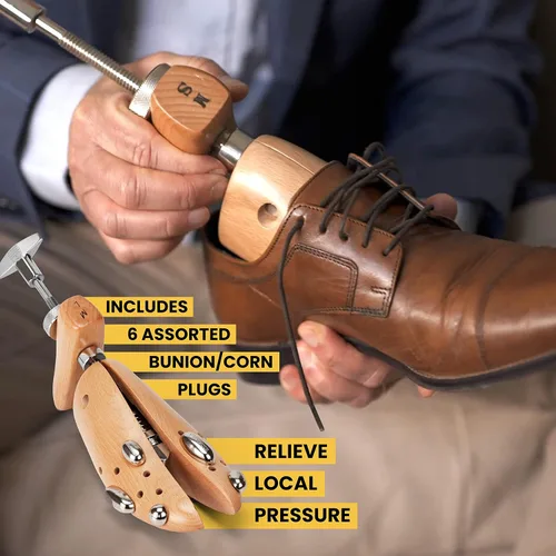 Miniatura 20 de HOUNDSBAY Ensanchadores de zapatos de plástico y madera, ampliador de zapatos ajustable para hombres y mujeres