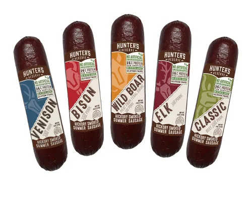 Hunters Reserve, Taste of The Wild Summer Sausages, Hickory Smoked, 5 sabores de caza silvestres, paquete de regalo variado