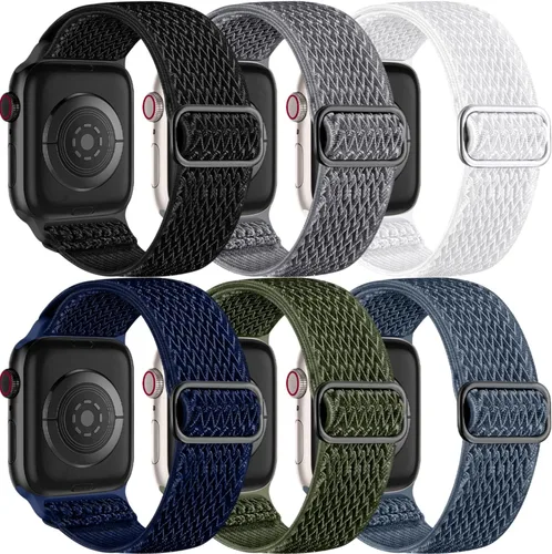 Miniatura 12 de Lerobo 6 Pack de Correas Trenzadas Compatibles con Apple Watch de 1.73, 1.77, 1.65, 1.93, 1.81, 1.61, 1.57 y 1.49 Pulgadas, Correas Deportivas