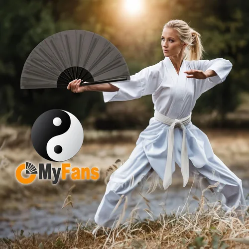 Miniatura 8 de Ventilador de mano plegable grande para rave, ventilador chino plegable de Tai Chi Kung Fu, ideal para festivales, EDM, baile, sofocos, iglesia