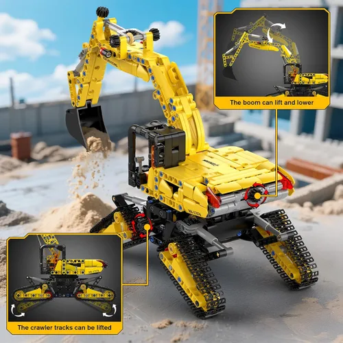 Miniatura 3 de Mould King Juegos de construcción de excavadora sobre orugas, 17076, kits de excavadora de ingeniería, modelo MOC, regalos de cumpleaños