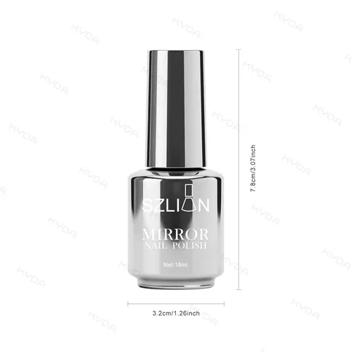 Miniatura 9 de KYDA Esmalte de uñas de espejo plateado de 0.6 fl oz, esmalte de espejo brillante brillante para arte de uñas, arte de uñas de efecto metálico