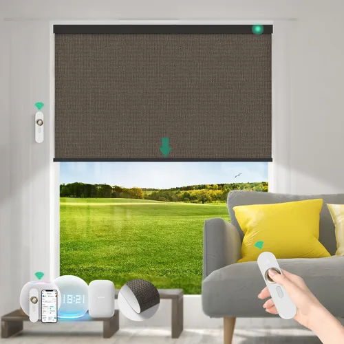 Miniatura 31 de Persianas motorizadas con control remoto [motor 100% opacas y silencioso] Persianas inteligentes compatibles con Alexa Google HomeKit, persianas