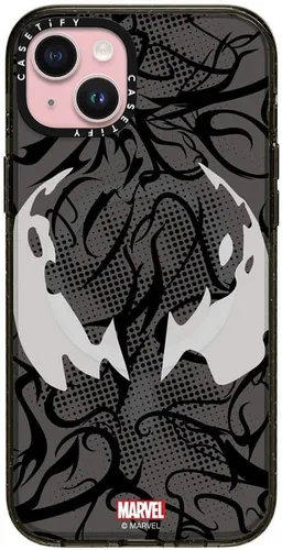 Miniatura 21 de CASETiFY Impact - Funda para iPhone 13 [Spider-Man Co-Lab / protección contra caídas de 6.6 pies] - Máscara Venom - Negro transparente