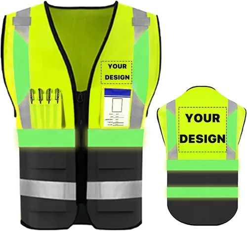 Miniatura 21 de Chaleco de seguridad de alta visibilidad reflectante, personaliza tu logotipo, ropa de trabajo de seguridad con tiras reflectantes y bolsillos A