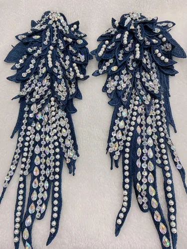 Miniatura 13 de Hecho a mano con diamantes de imitación para coser de 18 colores, apliques de encaje de perlas para coser a mano, parches para accesorios de ropa