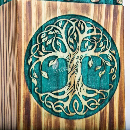 Miniatura 5 de Urna de palisandro hecha a mano para cenizas humanas, urnas de madera para adultos del árbol de la vida hechas a mano, urna de cremación fúnebre