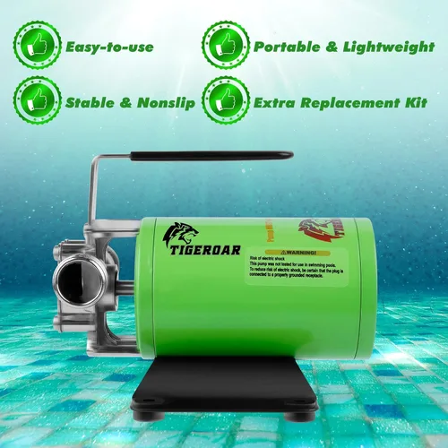 Miniatura 6 de TIGEROAR Bomba de agua de 12 V, bomba de transferencia de agua de 330 GPH para autocaravana, bomba de estanque de lluvia con manguera de succión