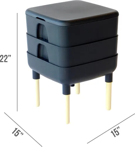 Miniatura 8 de FCMP Outdoor - The Essential Living Composter, contenedor de vermicompostador de gusanos de 2 bandejas (HF-LC4000v2-PUR) Ciruela