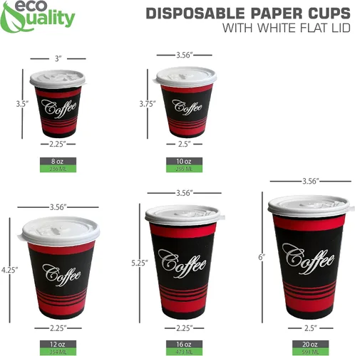Miniatura 4 de Tazas de café de papel de grado restaurante de 12 onzas con tapas blancas, 120 unidades por EcoQuality vasos desechables para bebidas frías