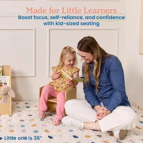 Miniatura 3 de ECR4Kids Silla cúbica multiusos de madera curvada, muebles para niños, natural