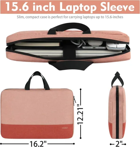 Miniatura 4 de Ytonet Funda profesional para transportar laptop de 15.6 pulgadas, resistente al agua, compatible con la TSA, con asas, compatible con laptops Rosa