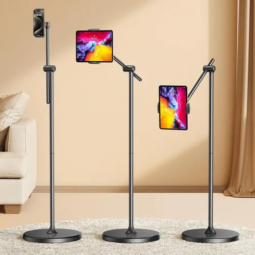 Miniatura 12 de DIMONCOAT Soporte de teléfono para escritorio, soporte de teléfono ajustable en ángulo y altura para escritorio, soporte universal de aleación