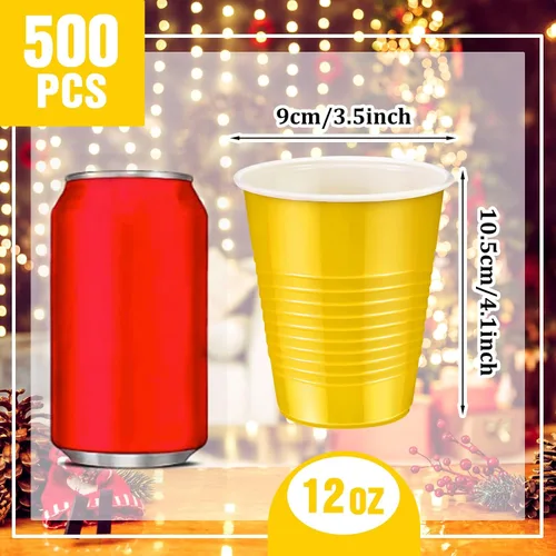 Miniatura 2 de Suclain Paquete de 500 vasos desechables de plástico resistentes para agua potable, para fiestas, cumpleaños, bodas, cervezas, servir, aperitivos
