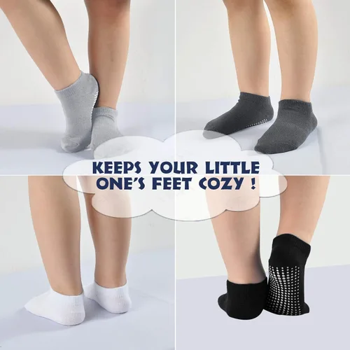 Miniatura 5 de EPEIUS Calcetines de bebé de corte bajo antideslizantes para recién nacidos, niños y niñas, calcetines tobilleros con empuñaduras, 12 pares