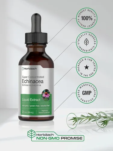 Miniatura 6 de Horbaach Echinacea Drops - Tintura de hierbas 2 onzas líquidas Extracto de raíz súper concentrado Líquido sin alcohol Suplemento
