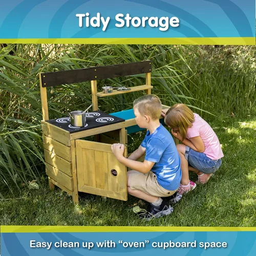 Miniatura 5 de TP Toys Mud Play Kitchen para niños, juguete de madera para interiores y exteriores, juego de cocina para niños pequeños con accesorios, duradero